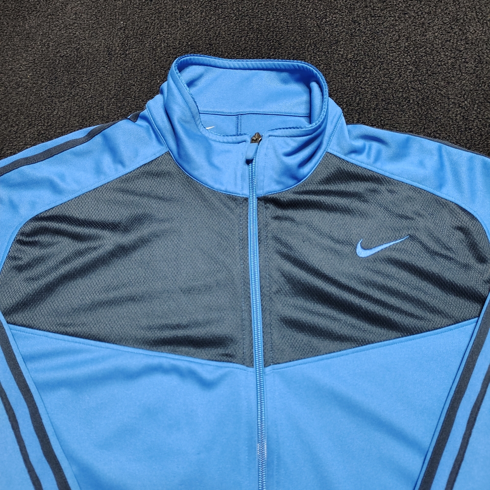 Nike Blue Black Full Zip Up Striped Jogger Track Athletic Jacket  Men's Size XL